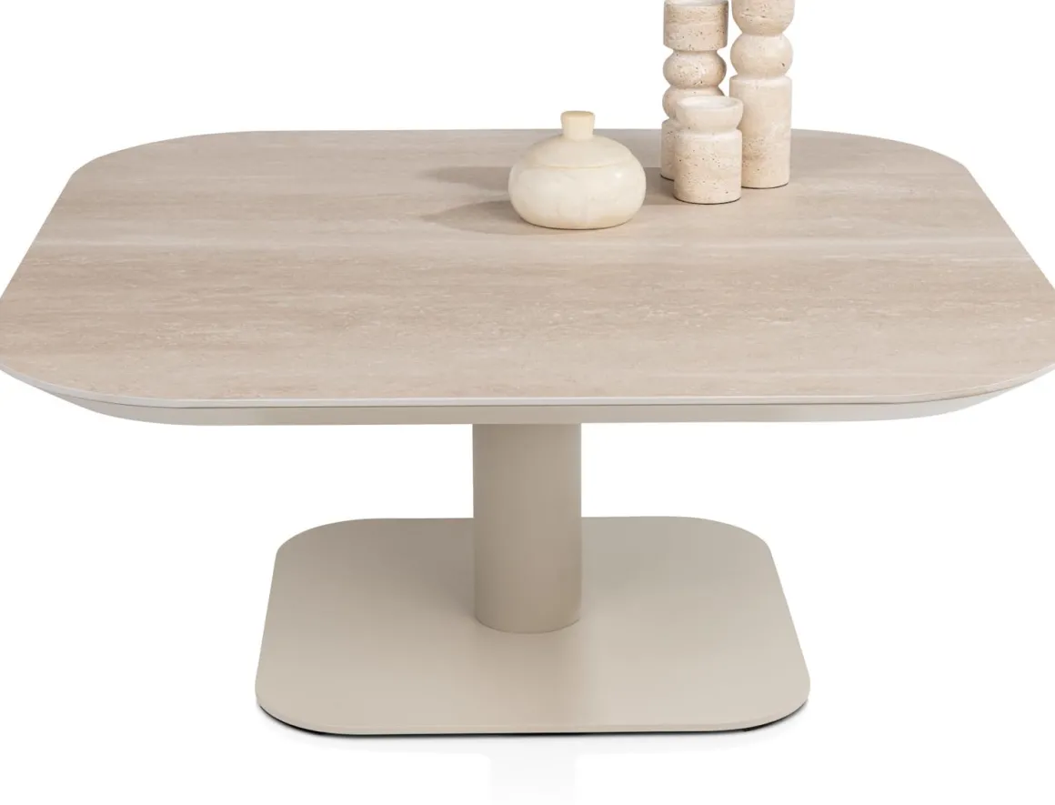 Brianto, salontafel 90 x 90 cm - keramiek blad Travertin