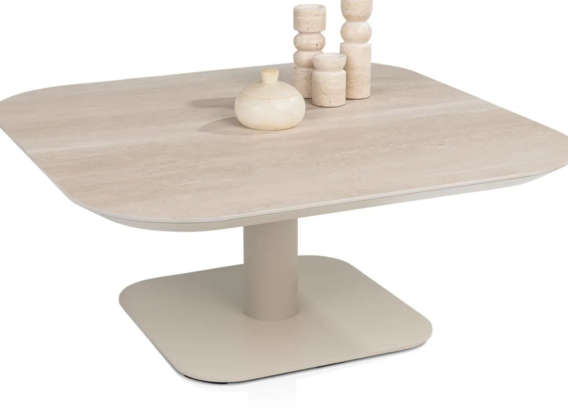 Brianto, salontafel 90 x 90 cm - keramiek blad Travertin