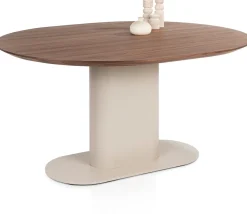 Brianza, eetkamertafel 150 x 120 cm - walnoot fineer - Creme