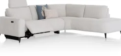 Carini, hoekbank 2,5 zits arm links electrisch + ottomane rechts - Vada Ivory
