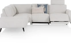 Carini, hoekbank 2,5 zits arm rechts electrisch + ottomane links - Vada Ivory