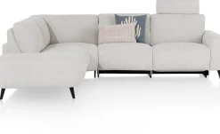 Carini, hoekbank 2,5 zits arm rechts electrisch + ottomane links - Vada Ivory