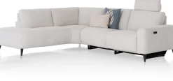 Carini, hoekbank 2,5 zits arm rechts electrisch + ottomane links - Vada Ivory