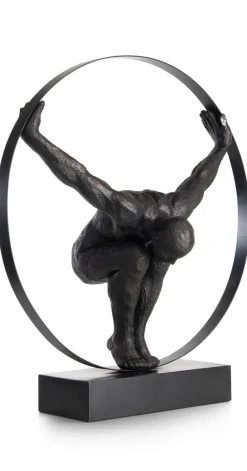 Circle Man beeld H58cm in de kleur Zwart - COCOmaison