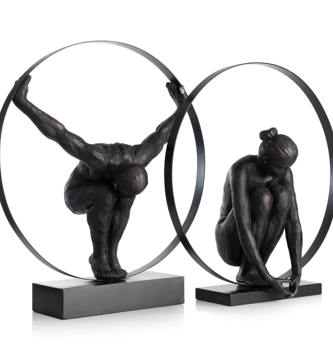 Circle Man beeld H58cm in de kleur Zwart - COCOmaison