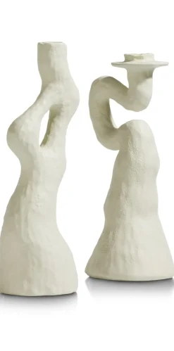 Debra abstracte kandelaar creme wit H30cm - COCOmaison