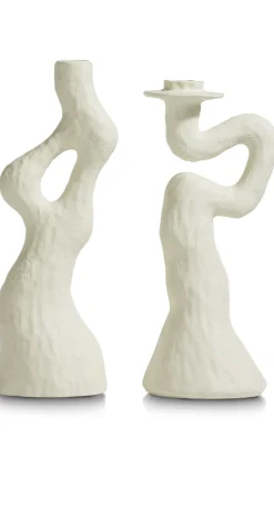Debra abstracte kandelaar creme wit H30cm - COCOmaison