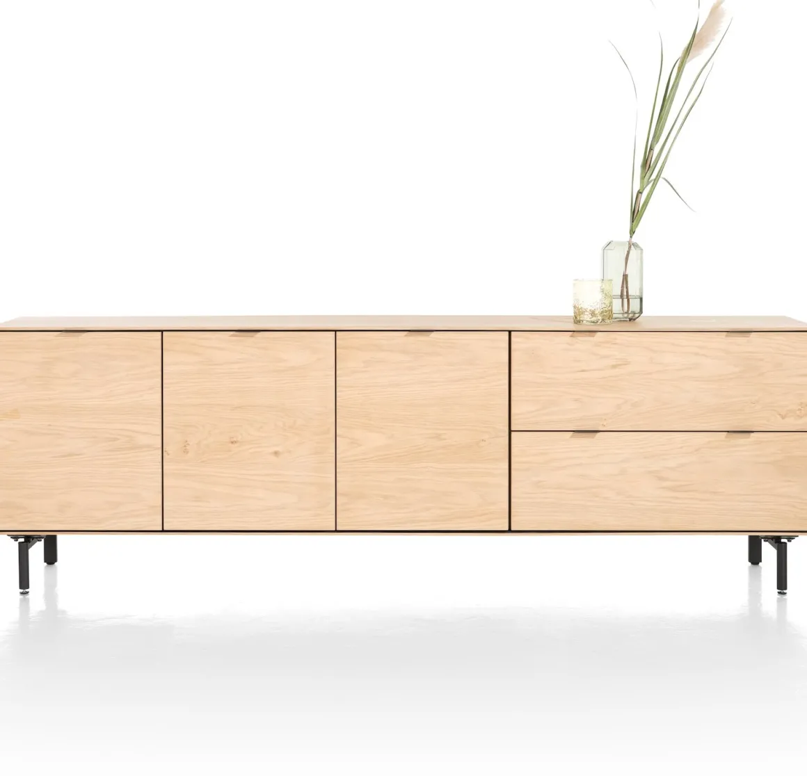 Elements, dressoir 240 cm - 3-deuren + 2-laden incl. metalen poten - natural