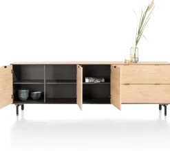 Elements, dressoir 240 cm - 3-deuren + 2-laden incl. metalen poten - natural