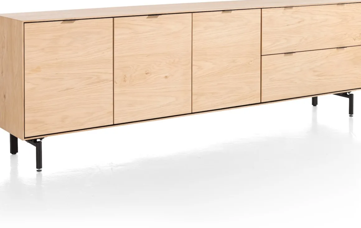 Elements, dressoir 240 cm - 3-deuren + 2-laden incl. metalen poten - natural