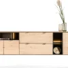 Elements, dressoir 240 cm. - 3-deuren + 2-laden + 5-niches + led incl. metalen poten - natural