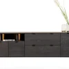 Elements, dressoir 210 cm. - 3-deuren + 2-laden + 3-niches + led incl. metalen poten - Onyx