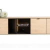 Elements, lowboard 210 cm. - hang + 2-deuren + klep + 3-niches + led incl. metalen poten - natural