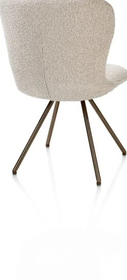 Ethan, eetkamerstoel - draaibaar steelbrown - 4-poot - stof Cloudy - beige