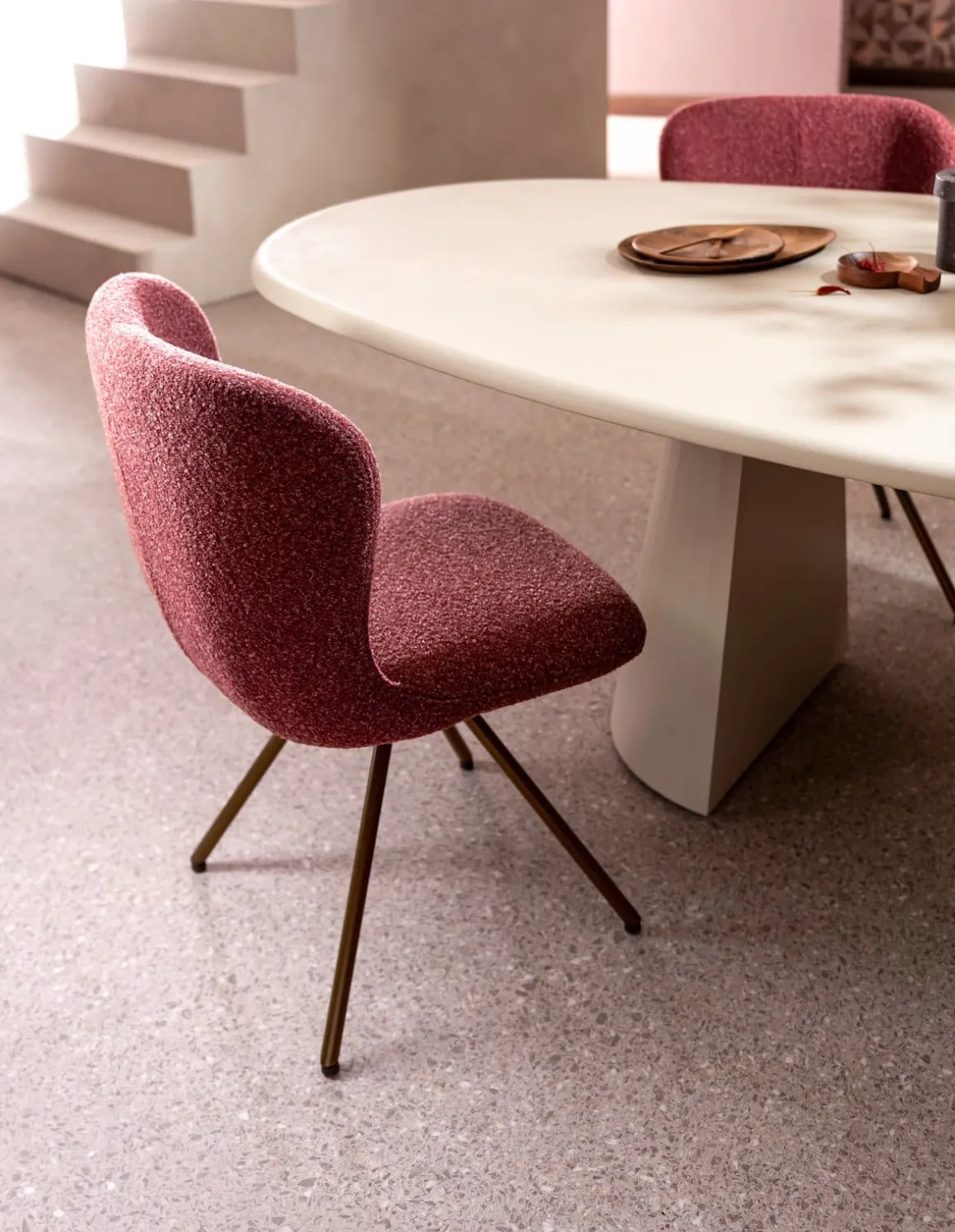 Ethan, eetkamerstoel - draaibaar steelbrown - 4-poot - stof Cloudy - koper