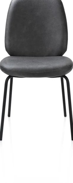 Fae, eetkamerstoel - 4-pootjes rough off black - stof Pala - Antraciet