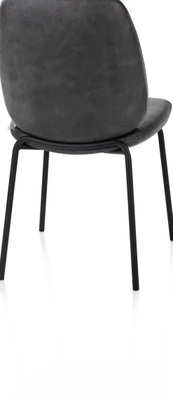 Fae, eetkamerstoel - 4-pootjes rough off black - stof Pala - Antraciet