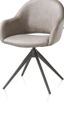 Finn, armstoel terugdraai - graphiet frame - stof Pala - Lichtgrijs