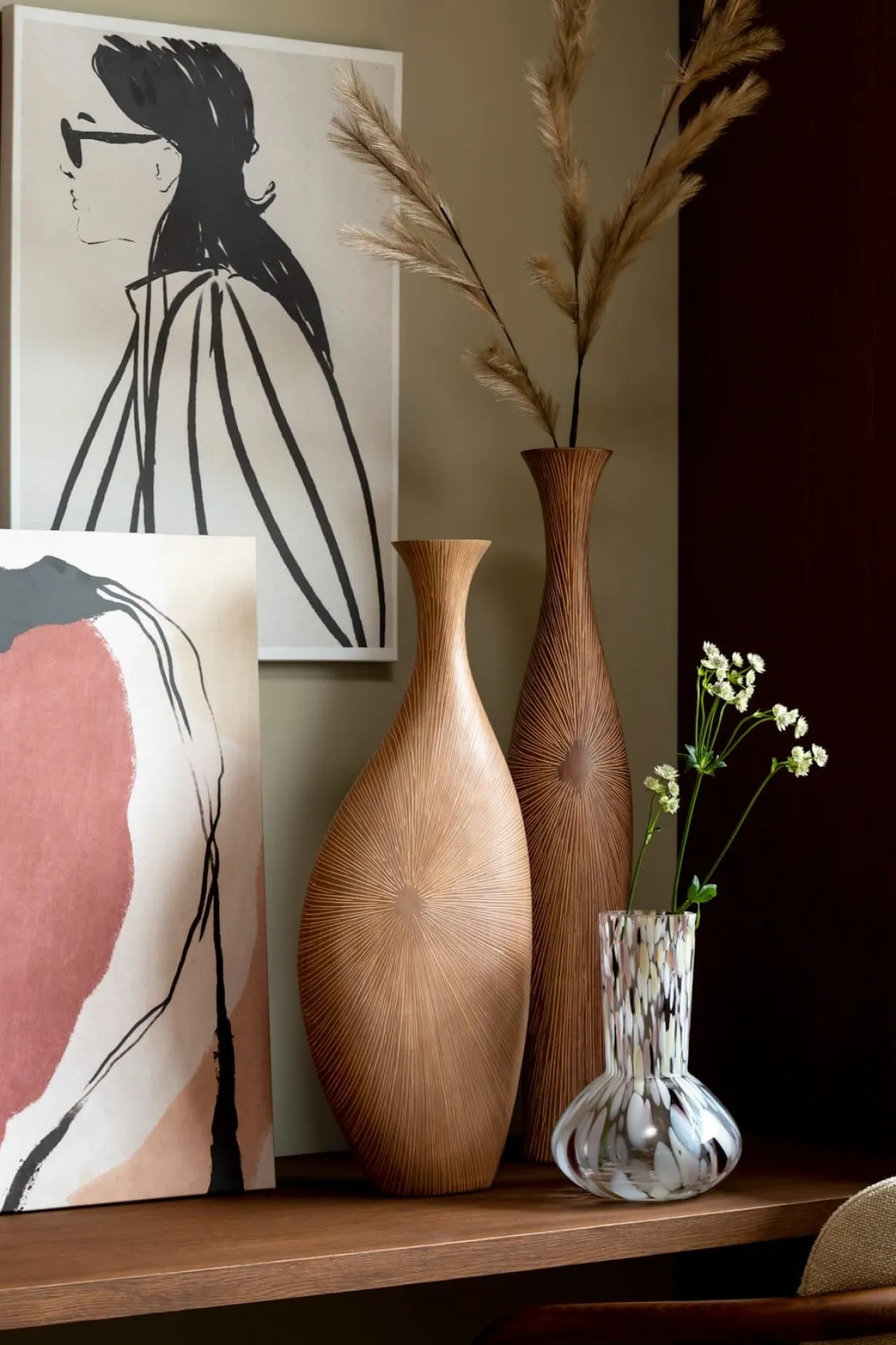 Gigi vaas H82,5cm in de kleur Bruin - COCOmaison