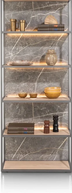 HELSINKI boekenkast 80 cm - 5-niches (+ LED) - eiken look