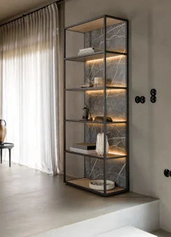 HELSINKI boekenkast 80 cm - 5-niches (+ LED) - eiken look