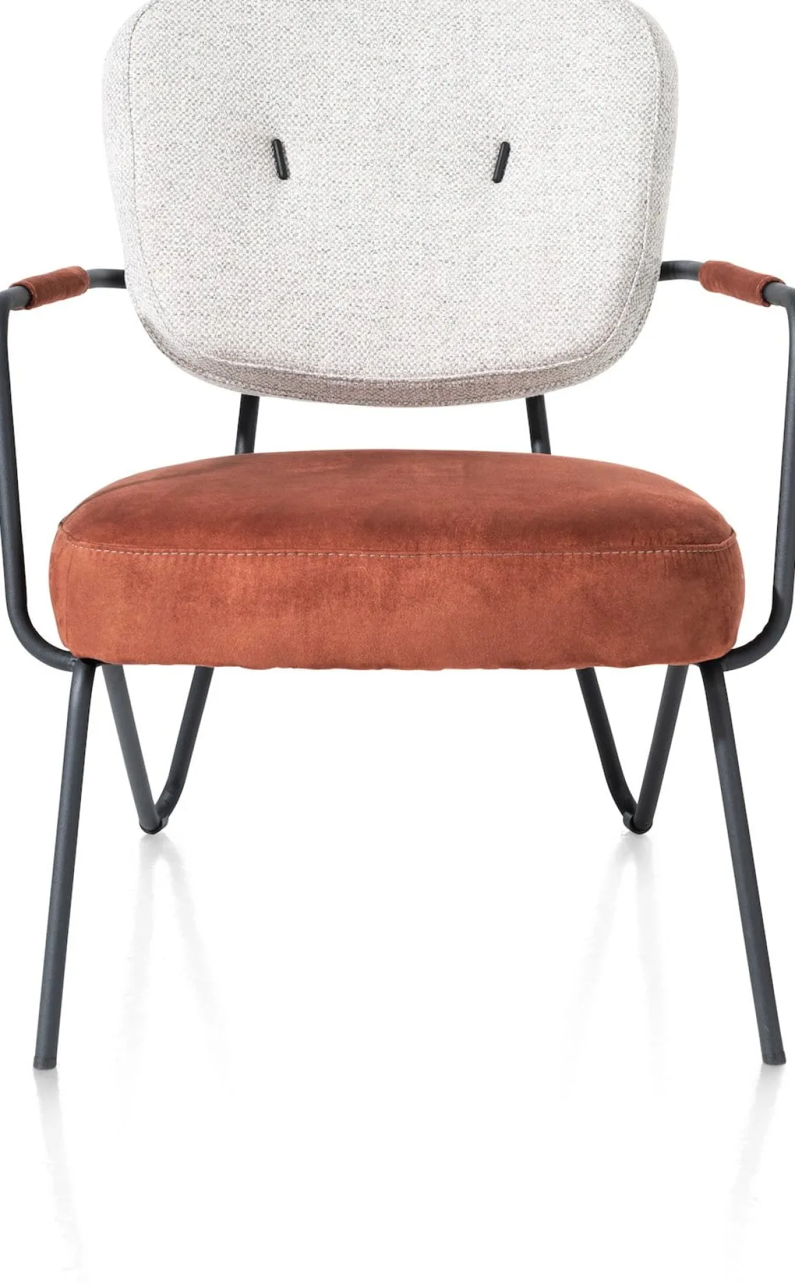 June fauteuil in combi stof met zwart metalen frame