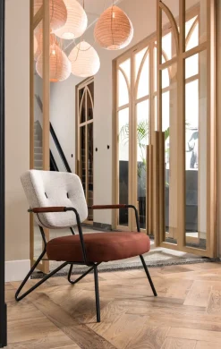 June fauteuil in combi stof met zwart metalen frame