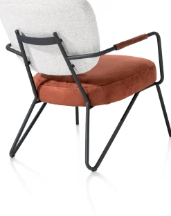 June fauteuil in combi stof met zwart metalen frame