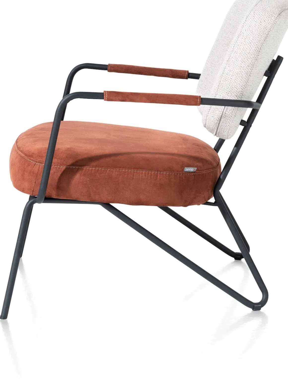 June fauteuil in combi stof met zwart metalen frame