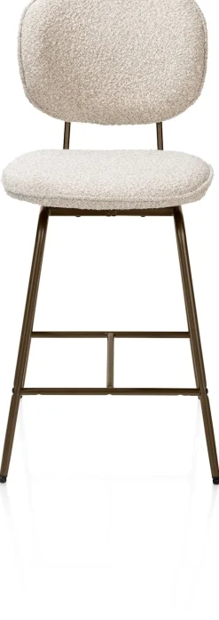 Lexi, barstoel - steelbrown - draaibaar - stof Cloudy - beige