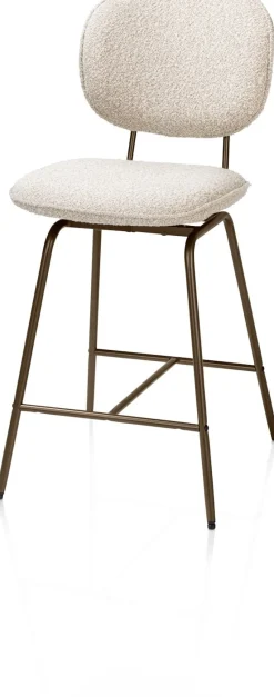 Lexi, barstoel - steelbrown - draaibaar - stof Cloudy - beige