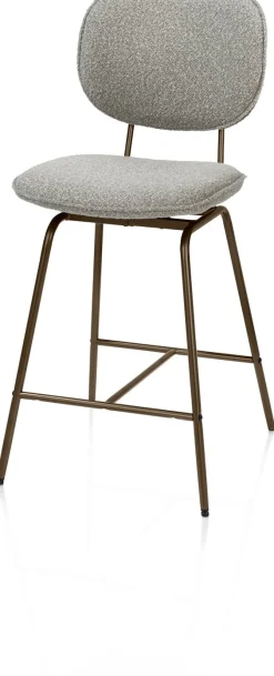 Lexi, barstoel - steelbrown - draaibaar - stof Cloudy - Olijf