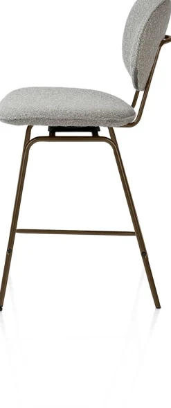 Lexi, barstoel - steelbrown - draaibaar - stof Cloudy - Olijf