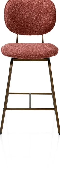 Lexi, barstoel - steelbrown - draaibaar - stof Cloudy - koper