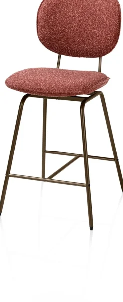 Lexi, barstoel - steelbrown - draaibaar - stof Cloudy - koper