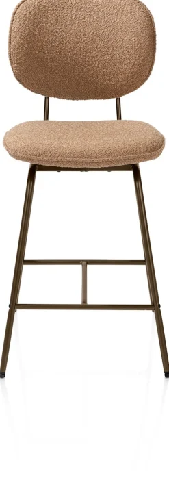 Lexi, barstoel - steelbrown - draaibaar - stof Cloudy - Okergeel