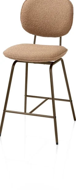 Lexi, barstoel - steelbrown - draaibaar - stof Cloudy - Okergeel