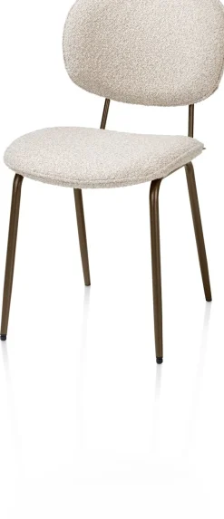 Lexi, eetkamerstoel - steelbrown - stof Cloudy - beige