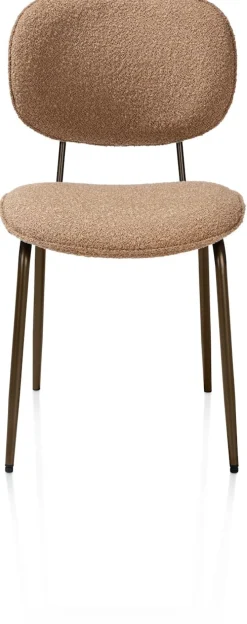 Lexi, eetkamerstoel - steelbrown - stof Cloudy - Okergeel