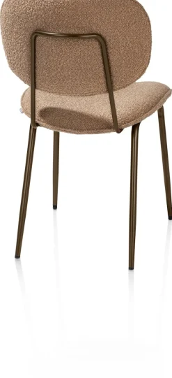 Lexi, eetkamerstoel - steelbrown - stof Cloudy - Okergeel