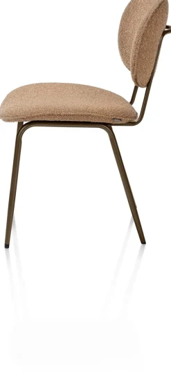 Lexi, eetkamerstoel - steelbrown - stof Cloudy - Okergeel