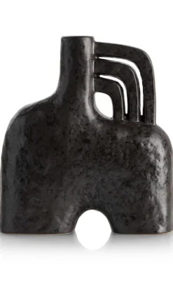 Lina vaas H21cm in de kleur Zwart - COCOmaison