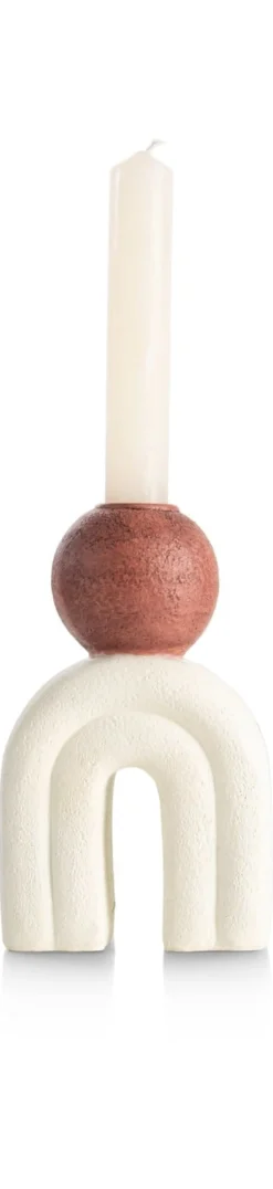 Lot kandelaar H15,5cm in de kleur Crème - COCOmaison