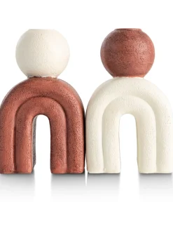 Lot kandelaar H15,5cm in de kleur Crème - COCOmaison