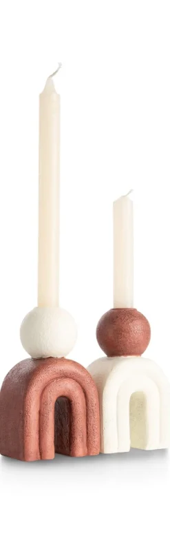 Lot kandelaar H15,5cm in de kleur Crème - COCOmaison