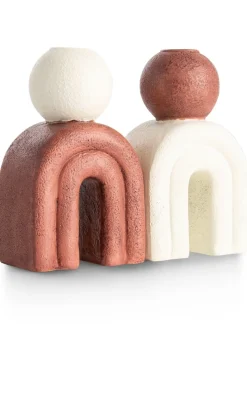 Lot kandelaar H15,5cm in de kleur Crème - COCOmaison