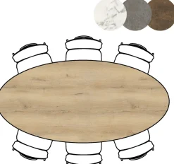 Masura ellipsvormige bartafel met zwarte metalen poot 220x105cm