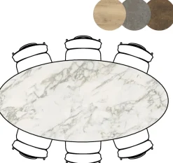 Masura ellipsvormige eettafel met zwarte metalen poot 220x105cm