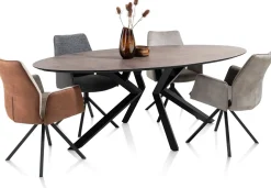 Masura ellipsvormige eettafel met zwarte metalen poot 220x105cm