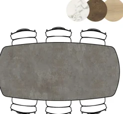 Masura ovale bartafel met zwarte metalen poot 200x105cm